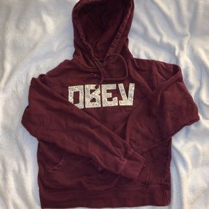 SOLD Burgundy Obey hoodie